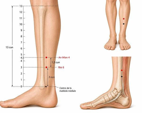 localisation du point d'acupuncture An Mian 4