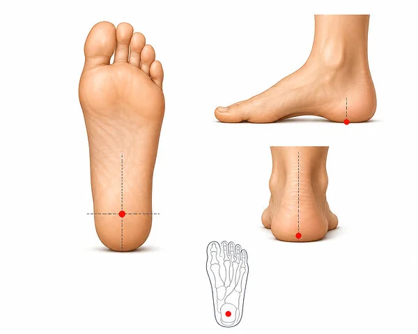 point d'acupuncture shi mian au centre du talon