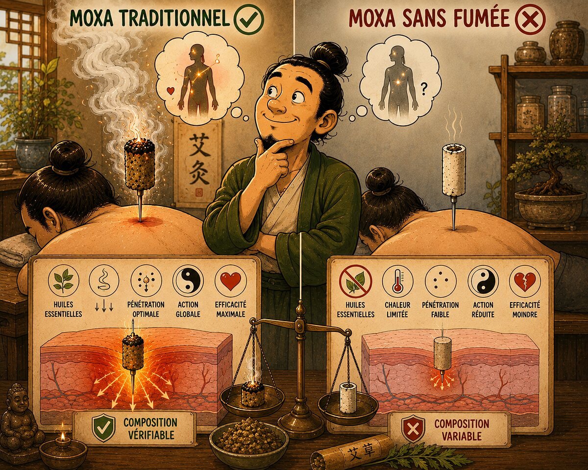 Moxa sans fumée : pourquoi il est moins efficace que le moxa traditionnel